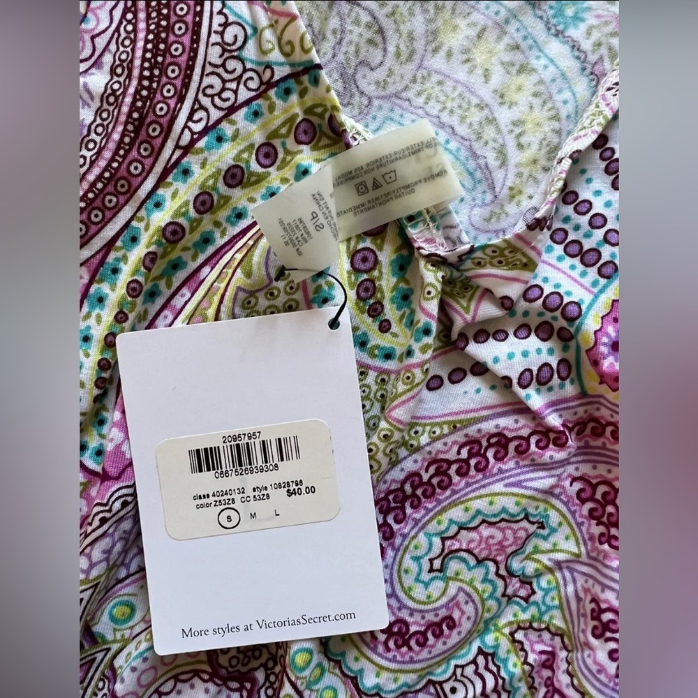 NWT Vintage Victoria's Secret Swim Strapless Tube Top Coverup Paisley Pink Small - Picture 9 of 12